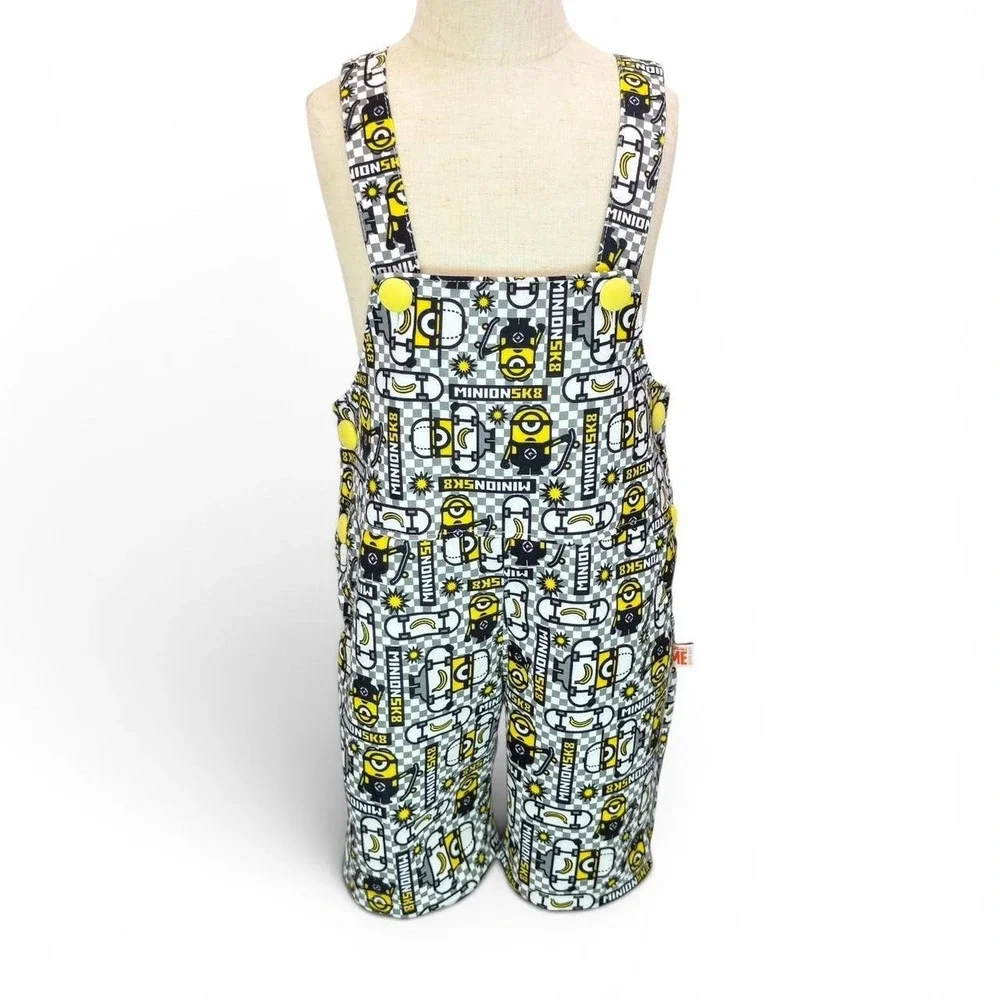 Despicable Me Minions Skateboard Print Kids Short Overalls Size 4Y Multicolor